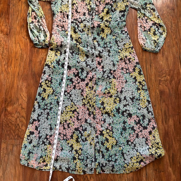 floral print midi button-down shirt dress flowy spring - Picture 9 of 11